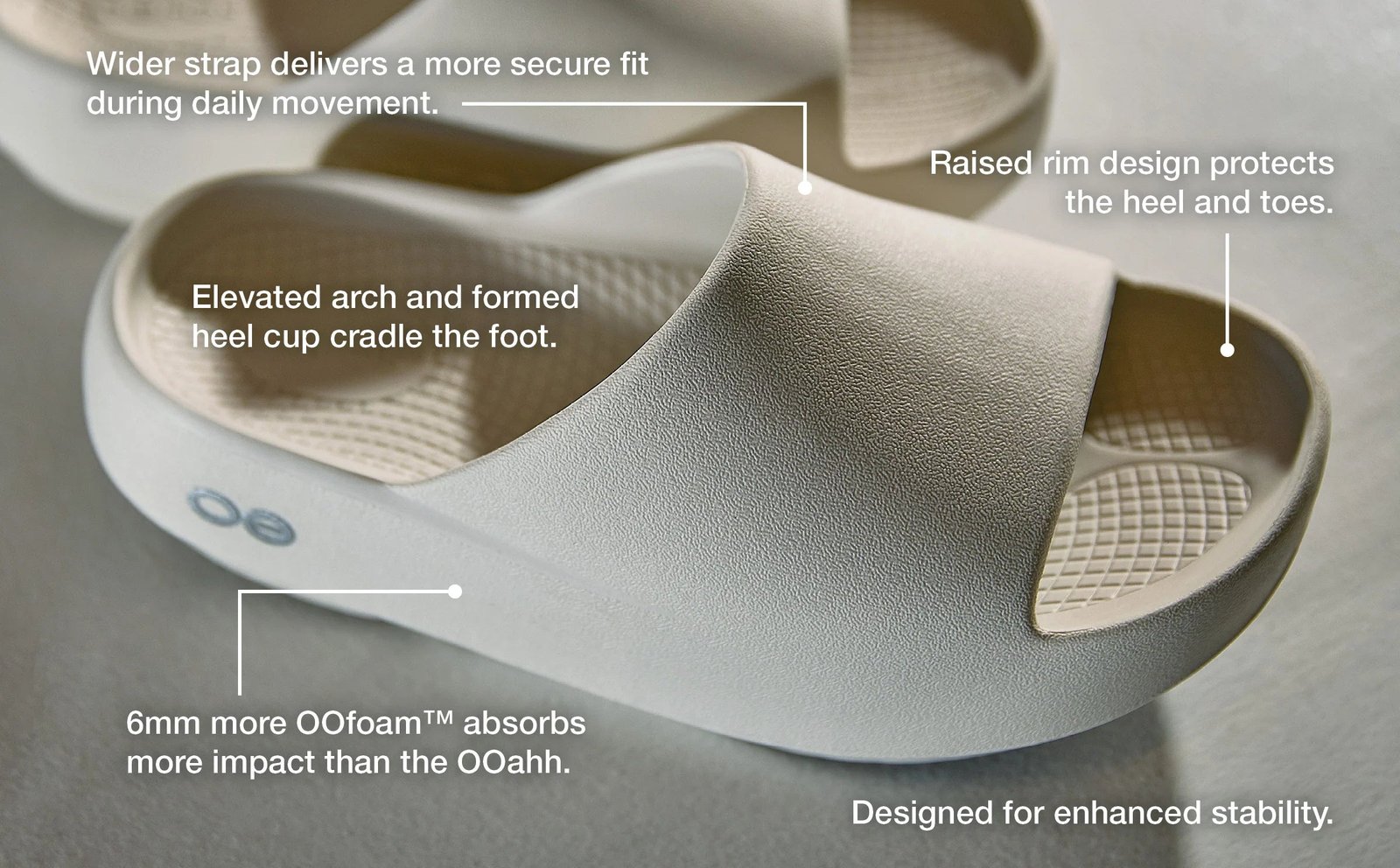 Oofos Sandals Women's OOahh PLUS Slide Sandal - Driftwood - Image 3