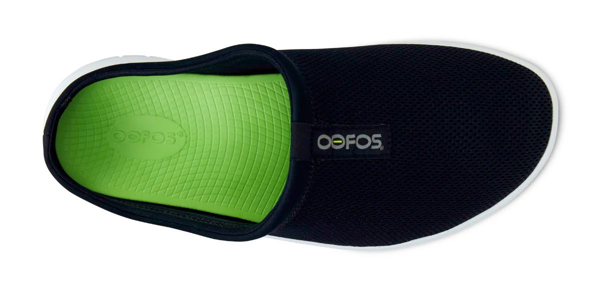 Oofos Sandals Men's OOcoozie Sport Mule - White Black - Image 6