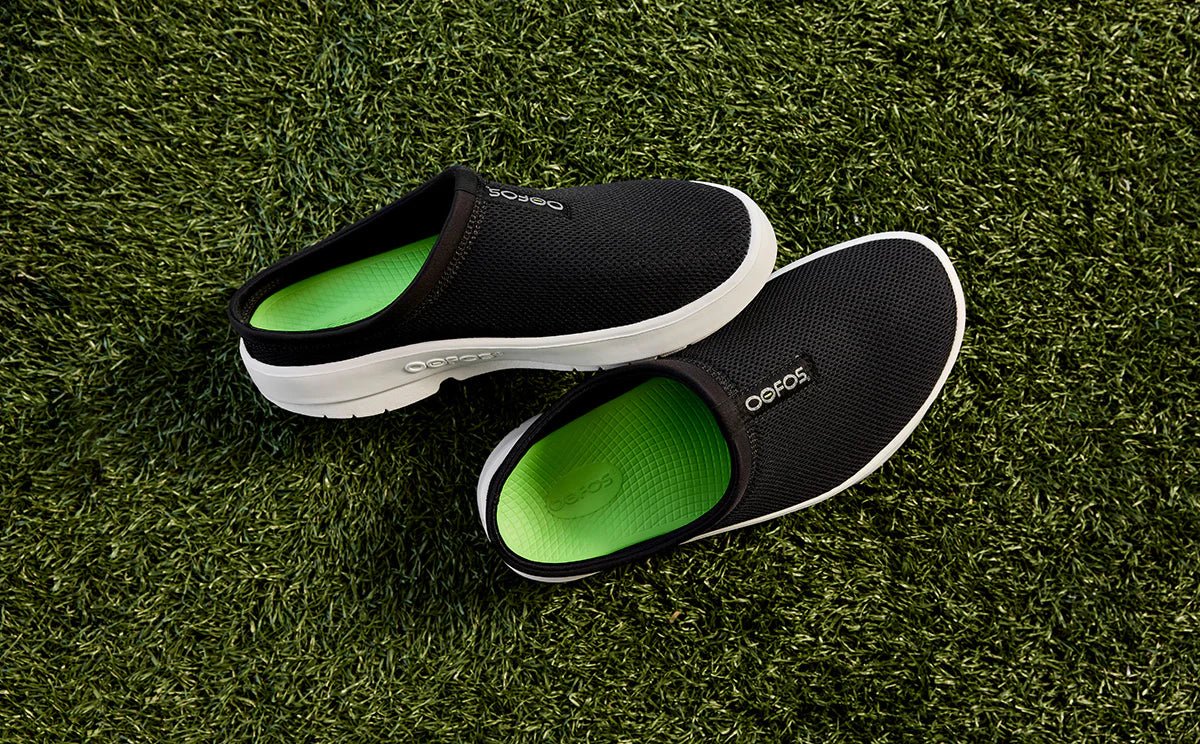 Oofos Sandals Men's OOcoozie Sport Mule - White Black - Image 10